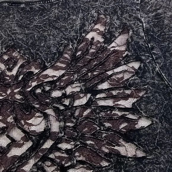 American age Acid Wash Lace Wing Back Tshirt Size M - Picture 11 of 14